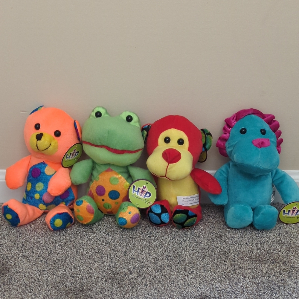 h.i.p. Multicolor Stuffed Animal Set -New